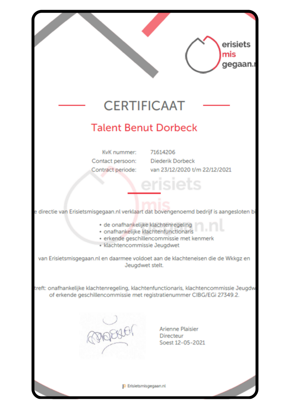 Onafhankelijke klachtenregeling