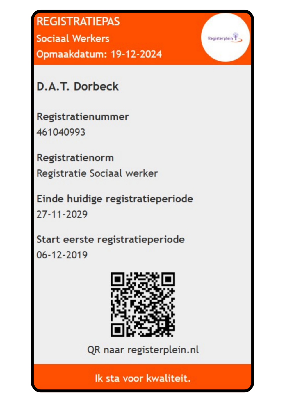 Registerplein registratiepas